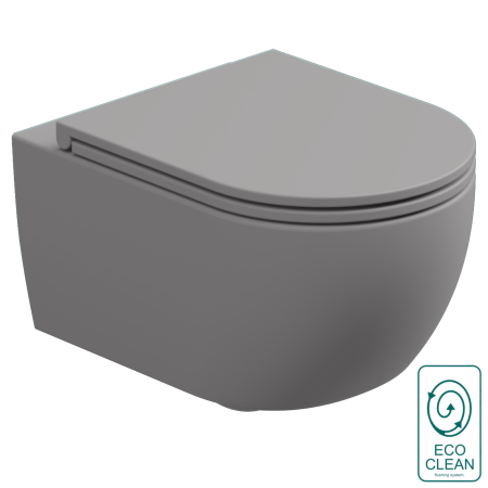 Чаша подвесного унитаза со смывом Eco Clean (торнадо) GSG Ceramic Design Like LKWCSOEC038, Fumo Matt LKWCSOEC038