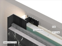 Профиль алюминиевый теневой с подсветкой Laconistiq Multilevel Черный муар RAL 9005 27-31-300 3000×46,5×28,7