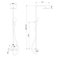 Душевая стойка ABBER Emotion AF8816BL с изливом, черный матовый