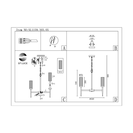 Люстра подвесная ST-Luce ACAZIO SL1159.303.05