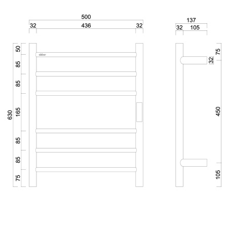 Полотенцесушитель электрический ABBER Standard AH4606MB черный матовый