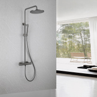 Душевая стойка ABBER Wasser Kreis AF8160NGL с термостатом без излива, никель