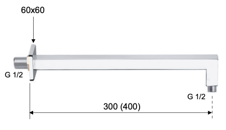 Кронштейн для верхнего душа 30 см Remer 348S30CFP, черный брашированный хром 348S30CFP