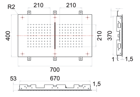 Верхний душ потолочный 70x40 см Remer INOX SS357SFR7040C SS357SFR7040C
