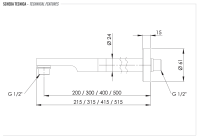 Кронштейн для верхнего душа 40 см Remer 348N40BG, золото брашированное 348N40BG