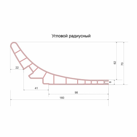 Декаро Радиусный элемент D1101R (70х160х3000мм) Дуб, паз