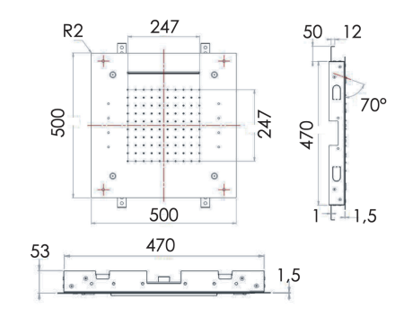 Верхний душ потолочный с подсветкой 50 см Remer INOX SS357RS50NC SS357RS50NC