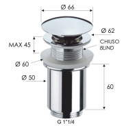 Донный клапан без перелива 1”1/4 Remer 904CC114XV, сталь 904CC114XV
