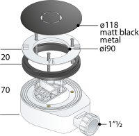 Сифон для душевого поддона OMP Tea Aloha 6261.086.6.X, черный матовый 6261.086.6.X