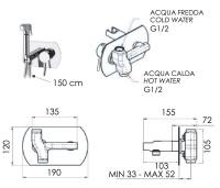 Гигиенический душ со смесителем Remer Minimal N60NO, черный матовый N60NO