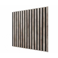 Акустическая стеновая панель, черный войлок, 600х600х19мм, рейки МДФ дуб Дымчатый