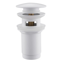 Донный клапан ABBER AF0010W с переливом, клик-клак, белый