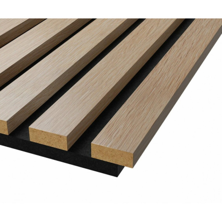 Акустические стеновые панели, 1200х600 мм, войлок, рейки МДФ, ясень тирамису