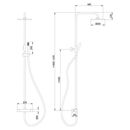 Душевая стойка ABBER Wasser Kreis AF8160NGL с термостатом без излива, никель