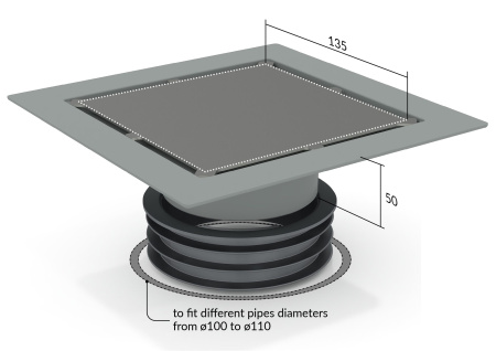 Трап 115х115 мм, решетка под плитку, сухой затвор OMP Tea Kalamata Unseen 9977.798.9 9977.798.9