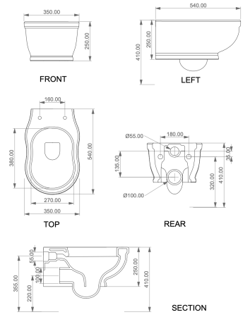 Чаша подвесного унитаза GSG Ceramic Design Time TIWCSO002, черный глянцевый TIWCSO002