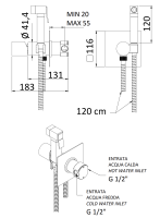 Гигиенический душ со смесителем Remer Edge EG565NO, черный матовый EG565NO