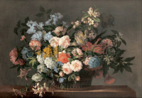 Картина: Jean Baptiste Monnoyer, Still life with basket of flowers