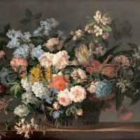Картина: Jean Baptiste Monnoyer, Still life with basket of flowers