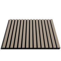 Акустическая стеновая панель, черный войлок, 600х600х21мм, рейки МДФ, шпон дуб латте бежевый