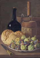 Картина: Luis Melendez, Still Life with Figs and Bread