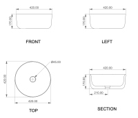 Раковина накладная 42 см GSG Ceramic Design Hit! HILAVRO42000, белый глянцевый HILAVRO42000