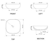 Раковина накладная 45 см GSG Ceramic Design Easy EALAVQU45020, цемент EALAVQU45020