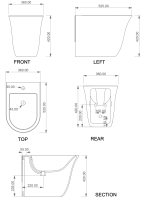 Биде приставное GSG Ceramic Design Flut FLBI01000, белый глянцевый FLBI01000