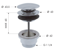 Донный клапан универсальный 1”1/4 Remer 905CCR114BO, белый матовый 905CCR114BO