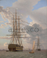 Картина: C.W. Eckersberg, The Russian Ship of the Line Asow and a Frigate at Anchor in the Roads of Elsinore