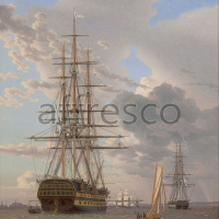 Картина: C.W. Eckersberg, The Russian Ship of the Line Asow and a Frigate at Anchor in the Roads of Elsinore