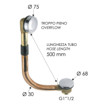 Слив-перелив click-clack для ванны Remer 96CC 96CC