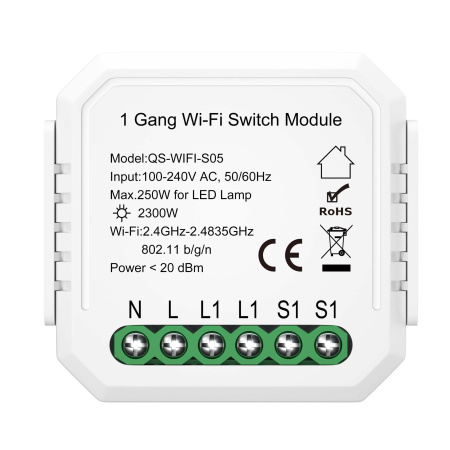 WIFI реле 1 канал, 10A ST Luce ST9000 ST9000.500.01C