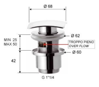 Донный клапан с переливом 1”1/4 Remer 905SCC2114DO, золото глянцевое 905SCC2114DO